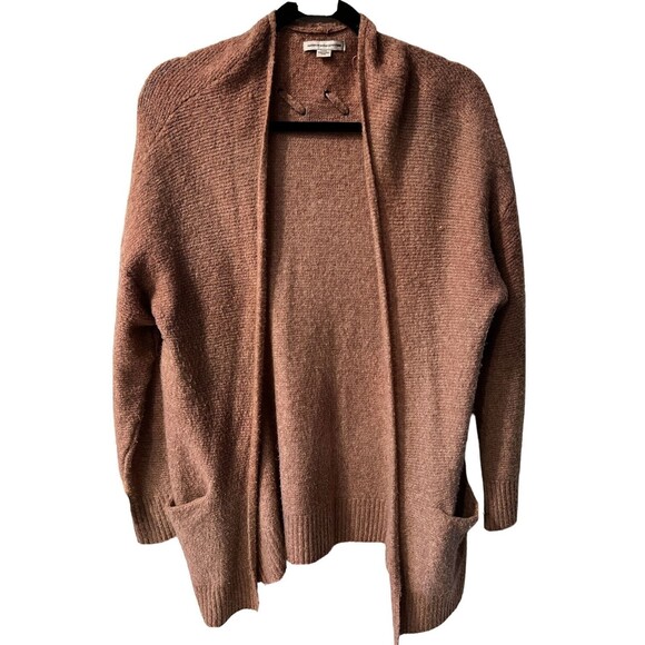 American Eagle Cardigan Womens L Fuzzy Knit Sweater Pockets Open Front cozy soft - Picture 1 of 7